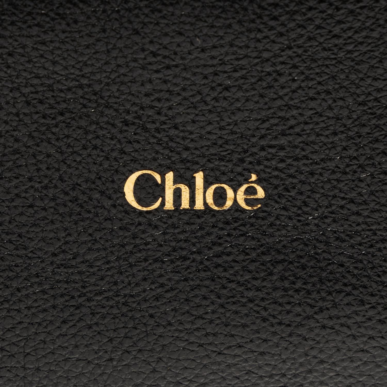 CHLOÉ, 'FOULARD' BLACK LEATHER HOBO BAG