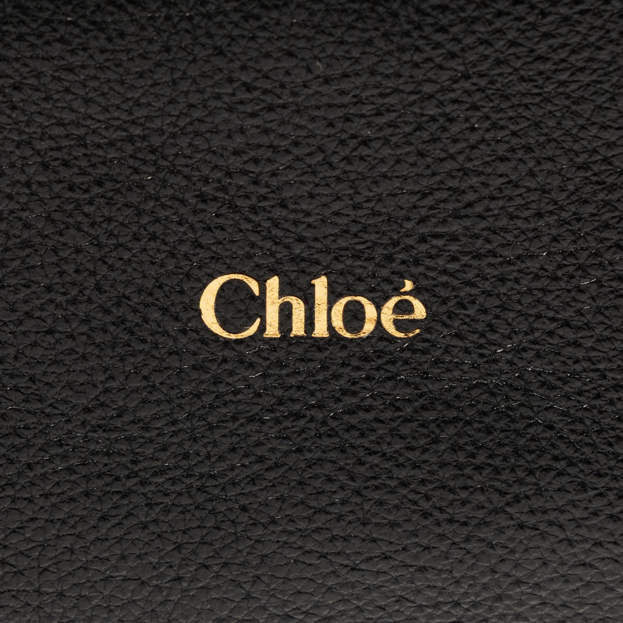 CHLOÉ, 'FOULARD' BLACK LEATHER HOBO BAG