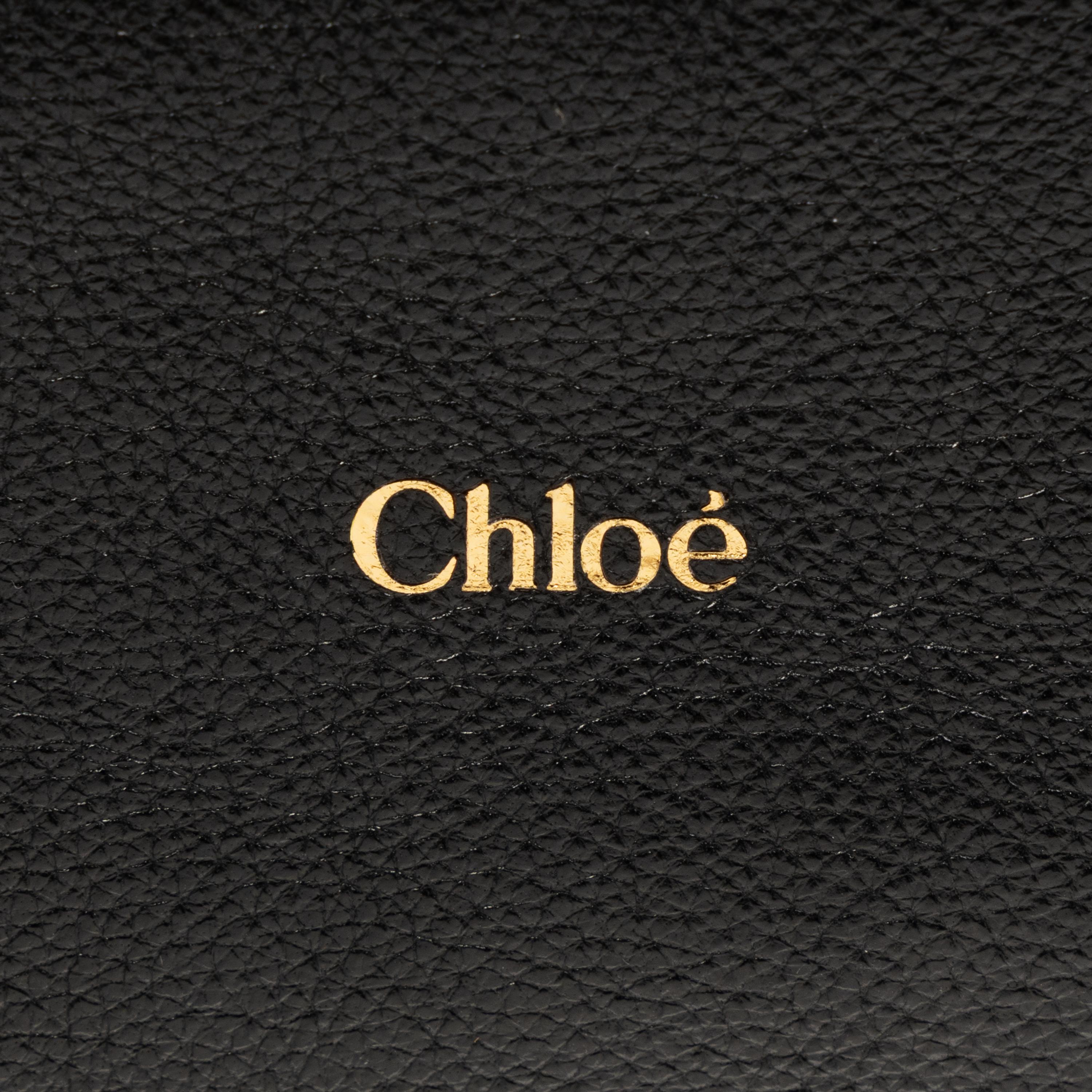 CHLOÉ, 'FOULARD' BLACK LEATHER HOBO BAG
