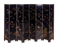 A Chinese Export Lacquer Eight-Panel Floor Screen