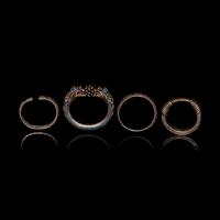 Four Chinese Silver Bangles, 19th Century
