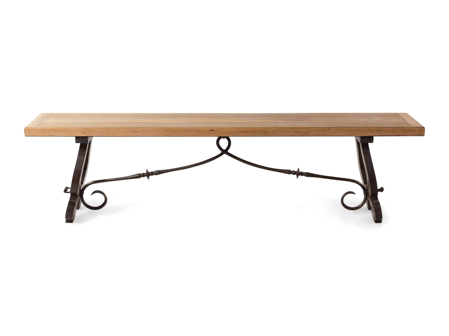 A Renaissance Revival Iron Mounted Trestle Bench