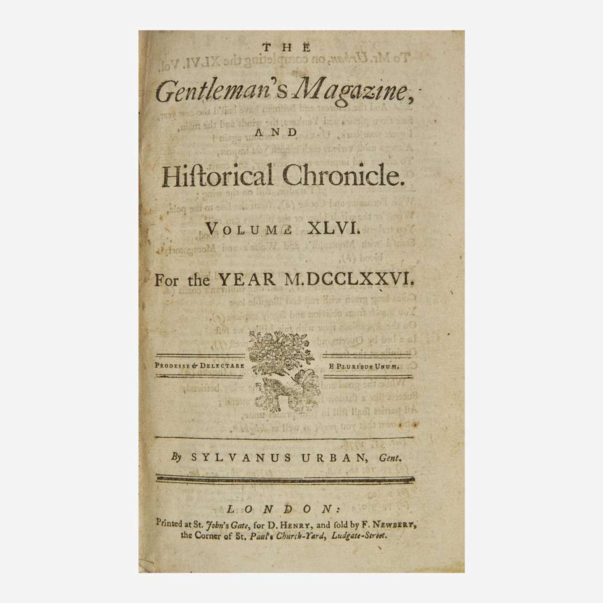 [American Revolution] [Declaration of Independence] Urban, Sylvanus (Edward Cave) The Gentleman's Magazine, and Historical Chronicle. Volume XLVI. For the Year M.DCCLXXVI