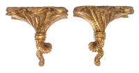 A Pair of Italian Giltwood Wall Brackets, Height 11 inches.