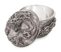 A Chinese Export Silver Tea Caddy