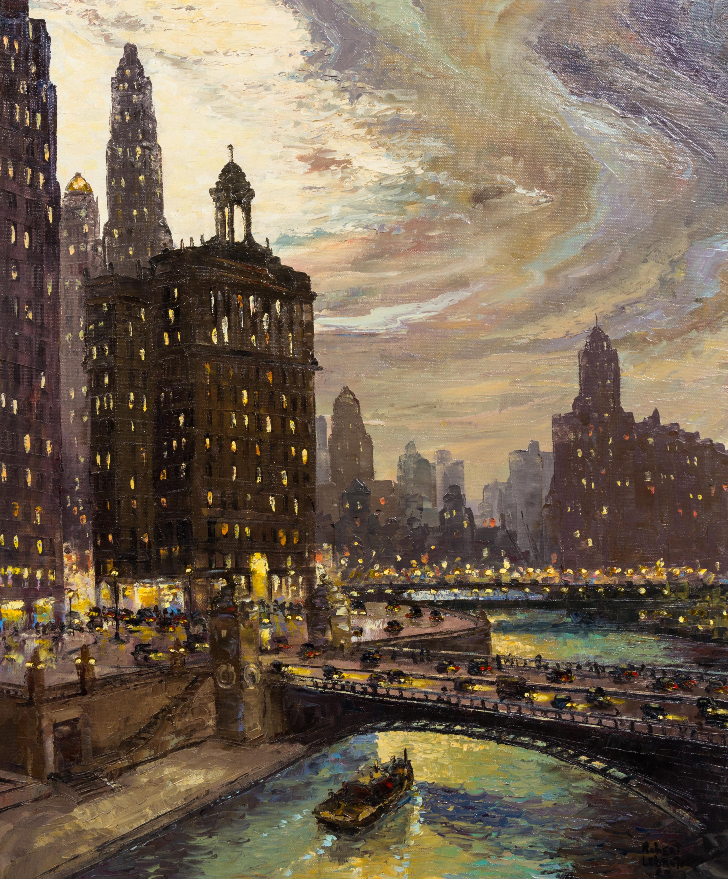 Robert Lebron, (American, b. 1928), Chicago Bridges, 1968
