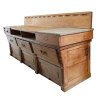 A Wood and Marble Butcher Counter 99" W x 29.5" D x 46" H — France, Early 20th Century