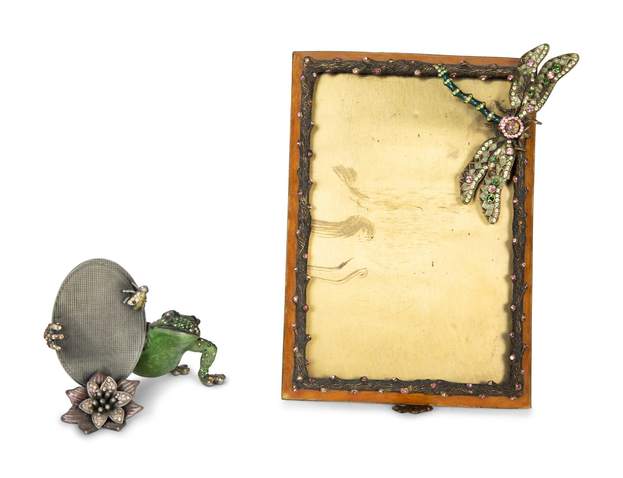 Two Jay Strongwater Enameled and Jeweled Picture Frames