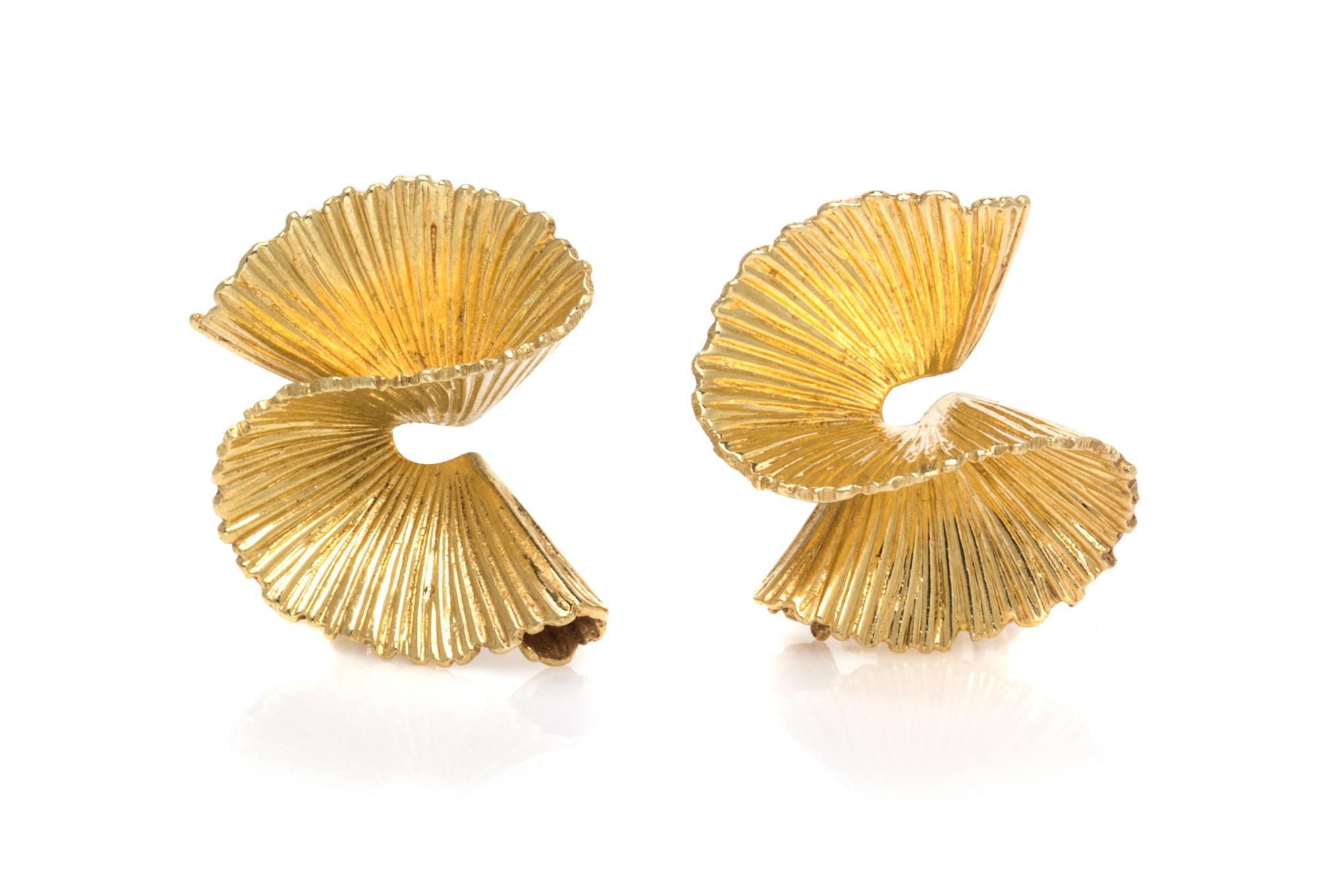 A Pair of 14 Karat Yellow Gold Earclips, Tiffany & Co., 6.50 dwts.