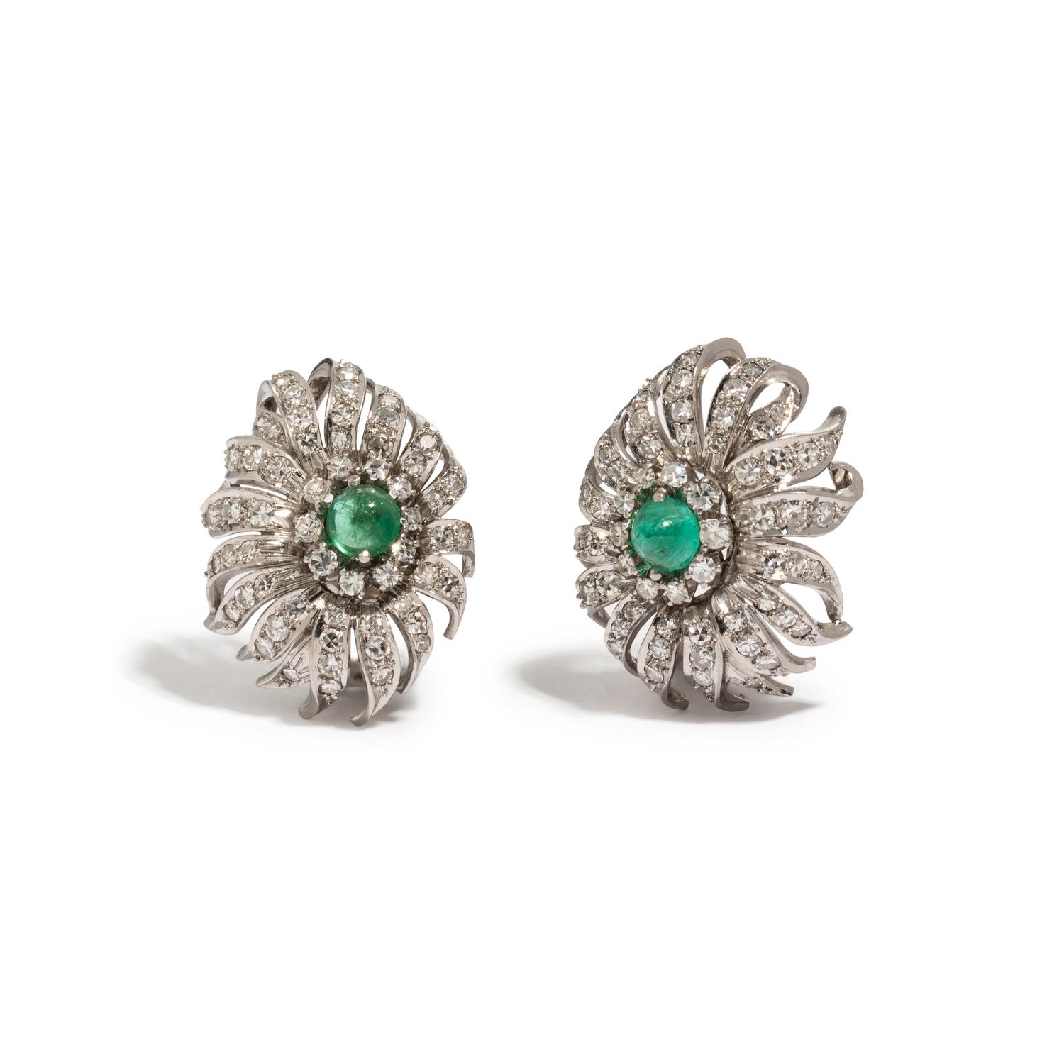 DIAMOND AND EMERALD EARCLIPS