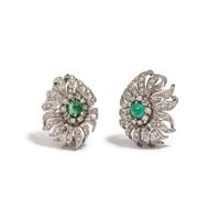 DIAMOND AND EMERALD EARCLIPS