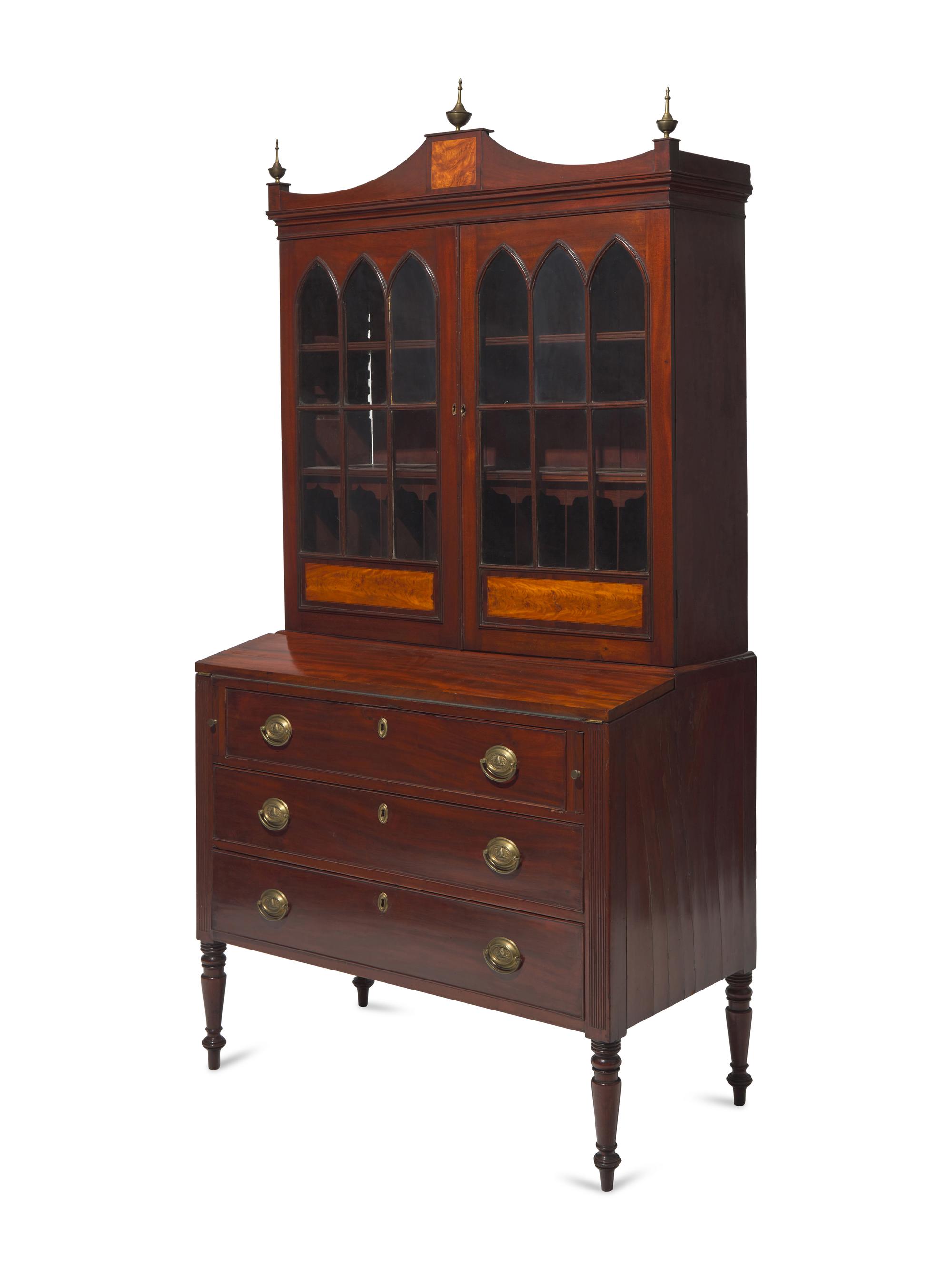 A Federal Inlaid Mahogany Secretary Desk, New England, Circa 1800