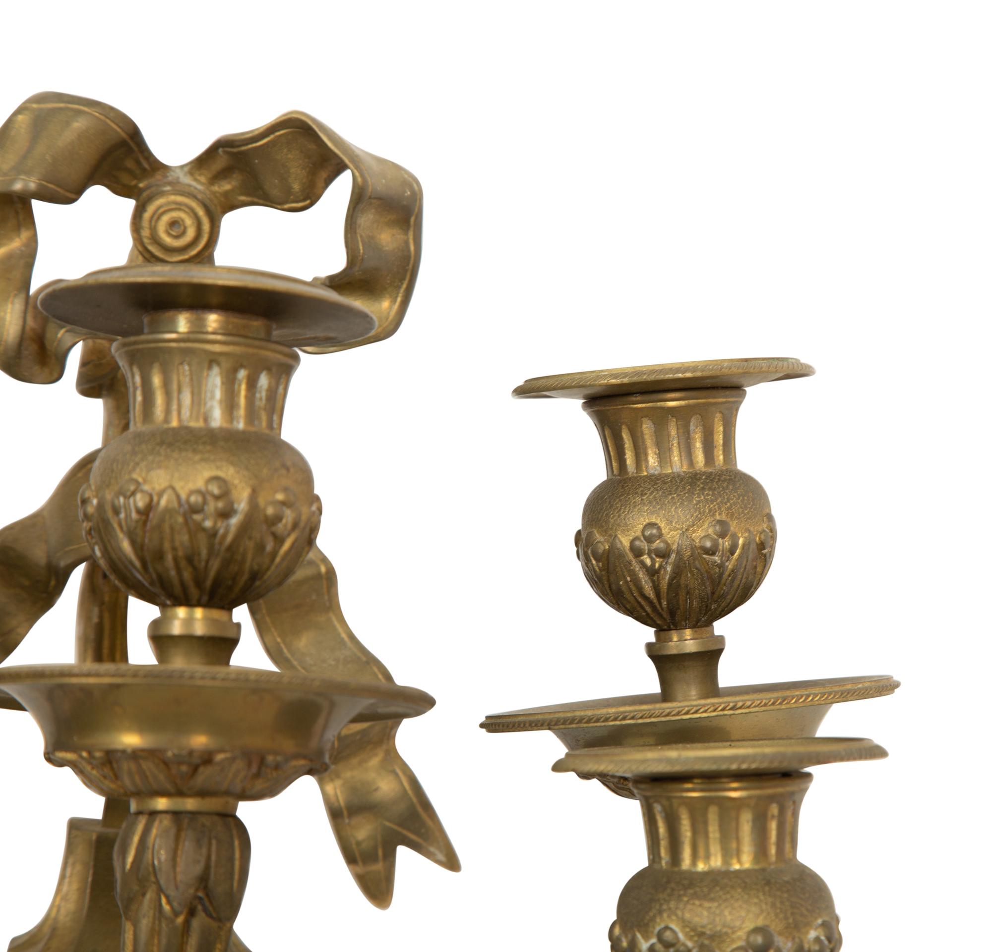A Pair of Louis XVI Style Gilt Bronze Sconces