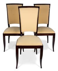 A Group of Six French Art Deco Lacquered Mahogany Dining Chairs Height 39 1/2 inches. — 20TH CENTURY
