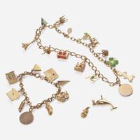 Yellow Gold Charm Bracelet and Necklace