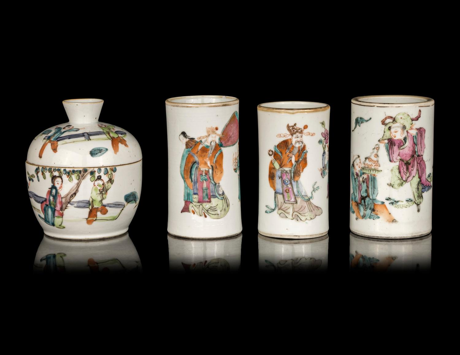 Four Chinese Famille Rose Porcelain Vessels