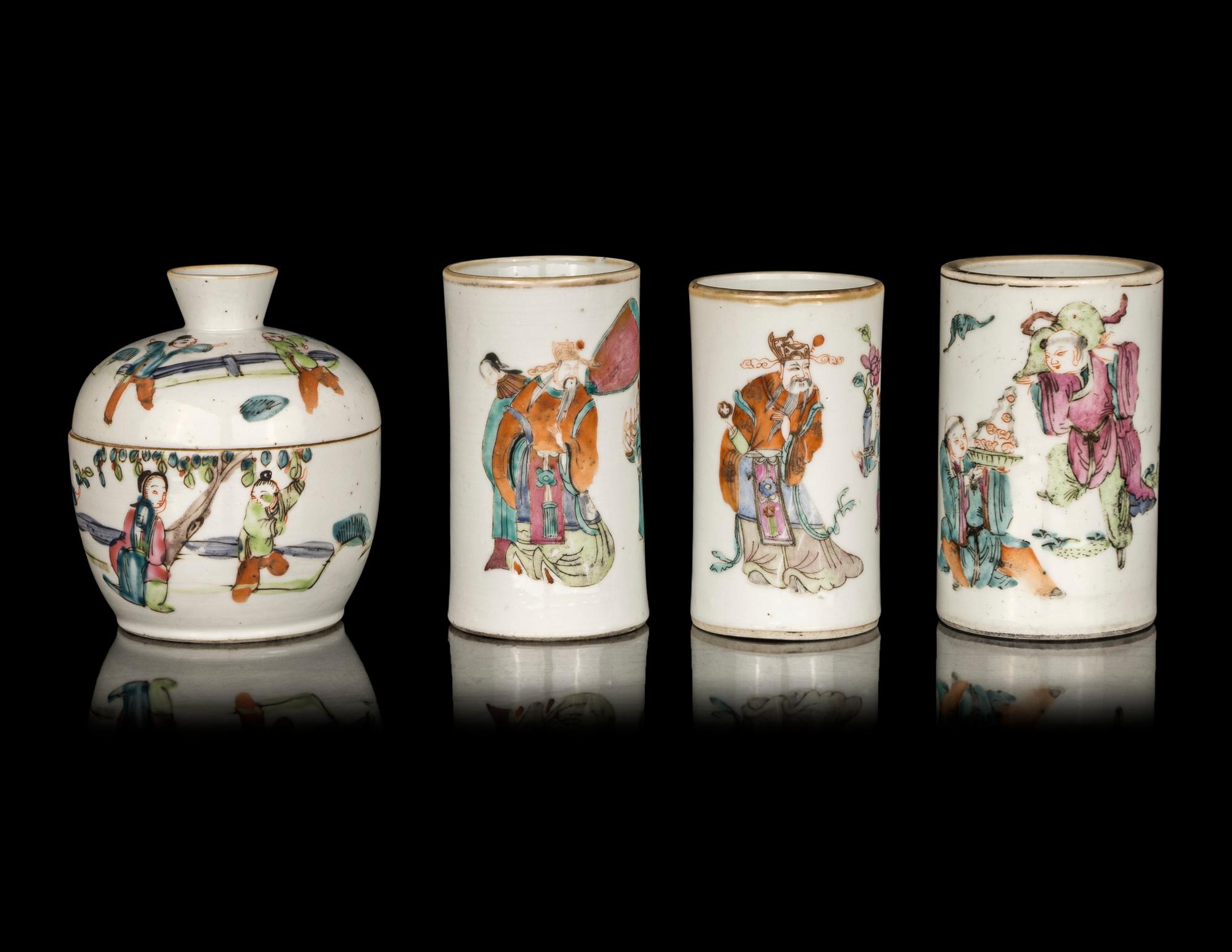 Four Chinese Famille Rose Porcelain Vessels