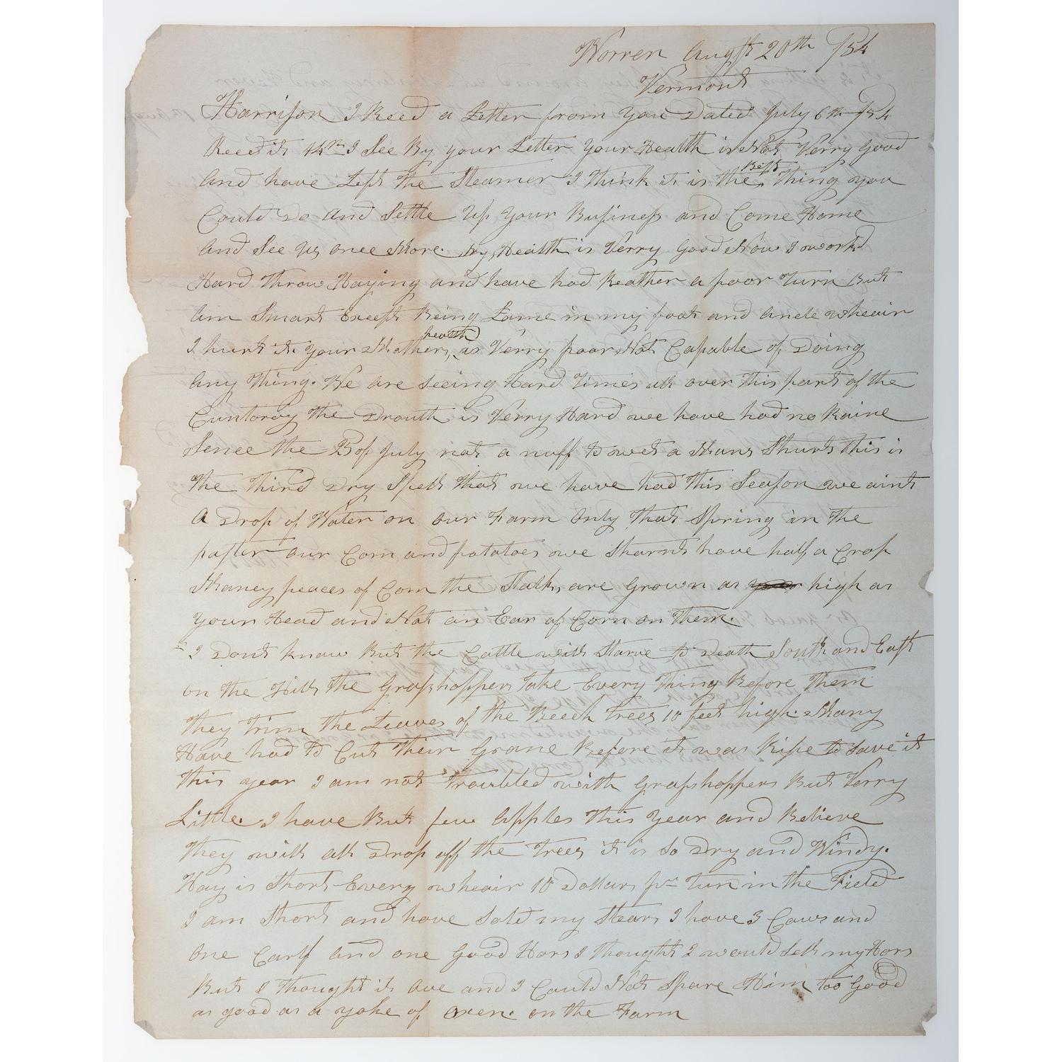 [CIVIL WAR - VERMONT]. HALL, Wm. H. Harrison "Harry." A group of 4 items associated with William Henry Harrison Hall of Vermont, including: