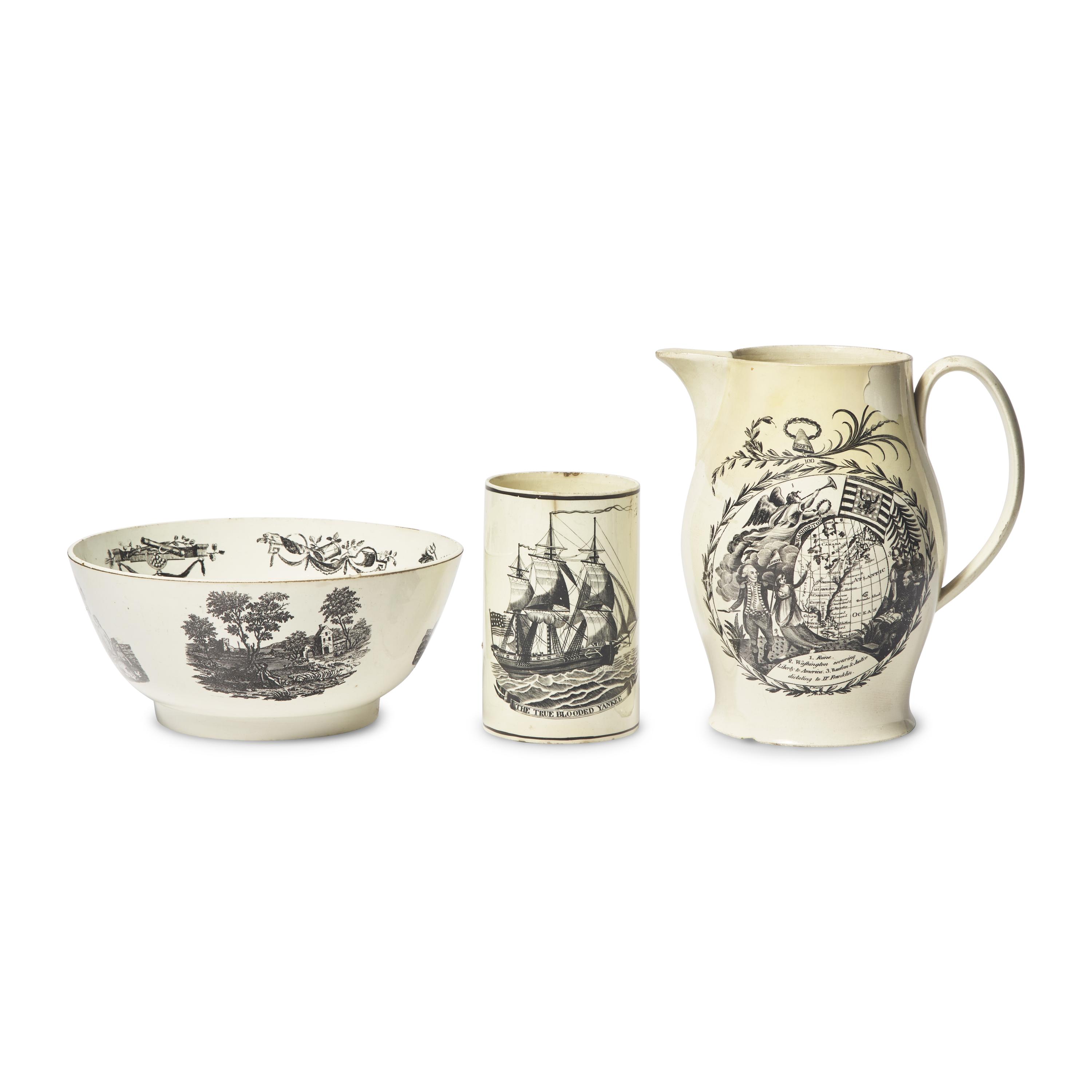 A Group of Three Liverpool Transfer-Decorated Table Items