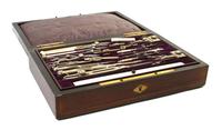 An English Cased Drafting Set, Width 11 inches.