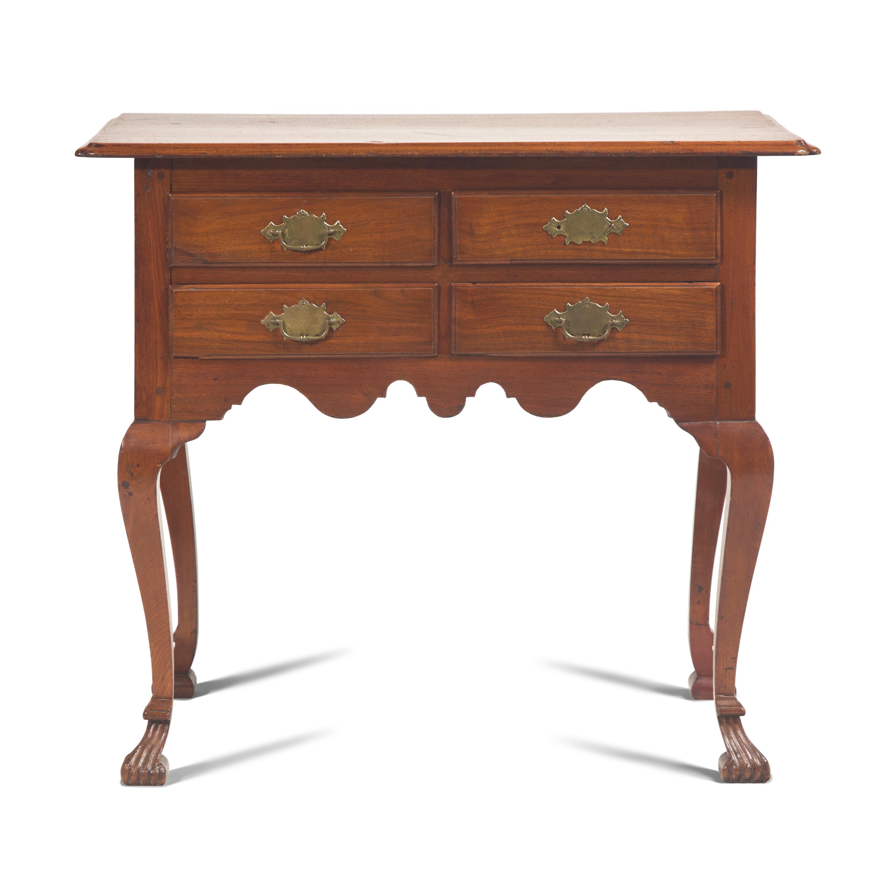 A Queen Anne Carved Walnut Spanish-Foot Dressing Table