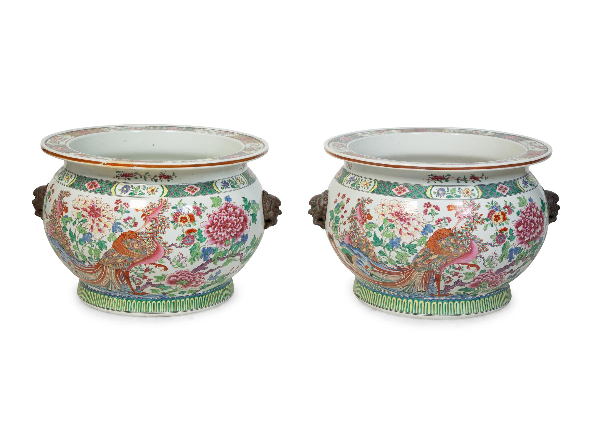 A Pair of Chinese Export Porcelain Jardinieres — 19TH CENTURY