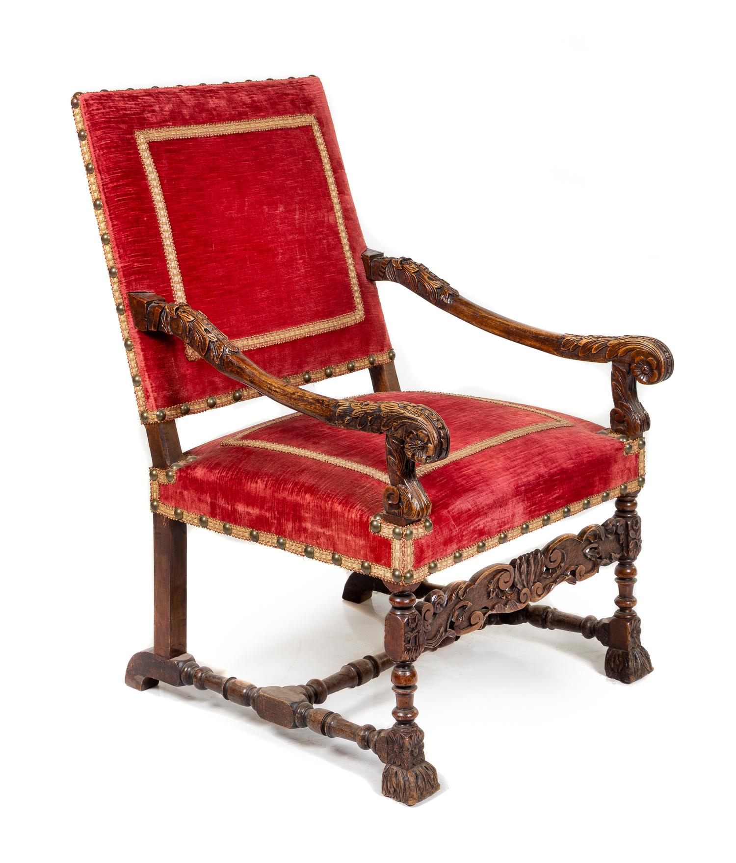 A Louis XIII Walnut Armchair Height 40 inches. — 17TH/18TH CENTURY
