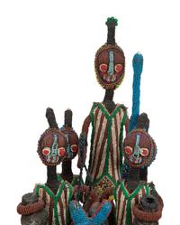 A Group of Three Yoruba Beaded Headdresses and Two Talisman Panels — 20TH CENTURY