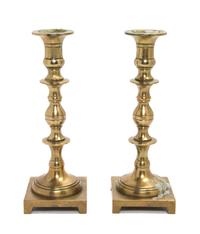A Pair of Brass Candlesticks Height 9 3/4 inches. — 20TH CENTURY