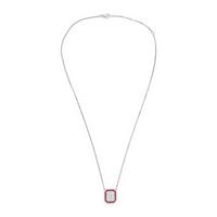 Diamond, Ruby, and White Gold Pendant Necklace