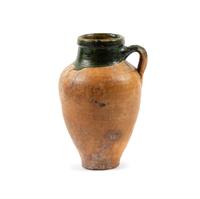 An Islamic Green Glazed Pottery Vessel Height 11 1/2 inches. — CIRCA 15TH CENTURY