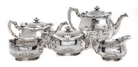 An American Five-Piece Silver Tea Service, Gorham Mfg. Co., Providence, RI, comprising teapot, coffee pot, creamer, sugar and waste bow