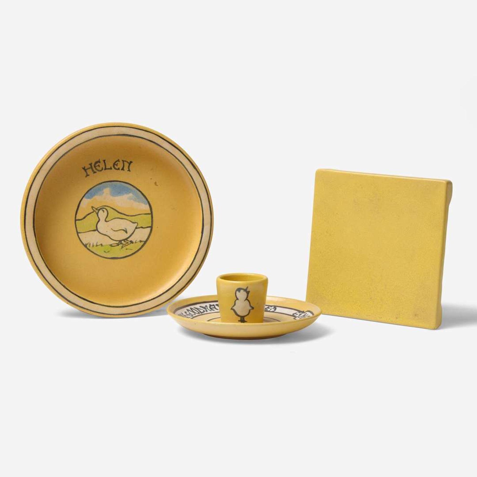 Saturday Evening Girls (American, active 1908-1942) Group of Yellow Ground Works, Paul Revere Pottery, USA, 1920-1922