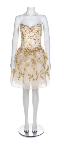 Zandra Rhodes Strapless Dress, 1980s Size label 6