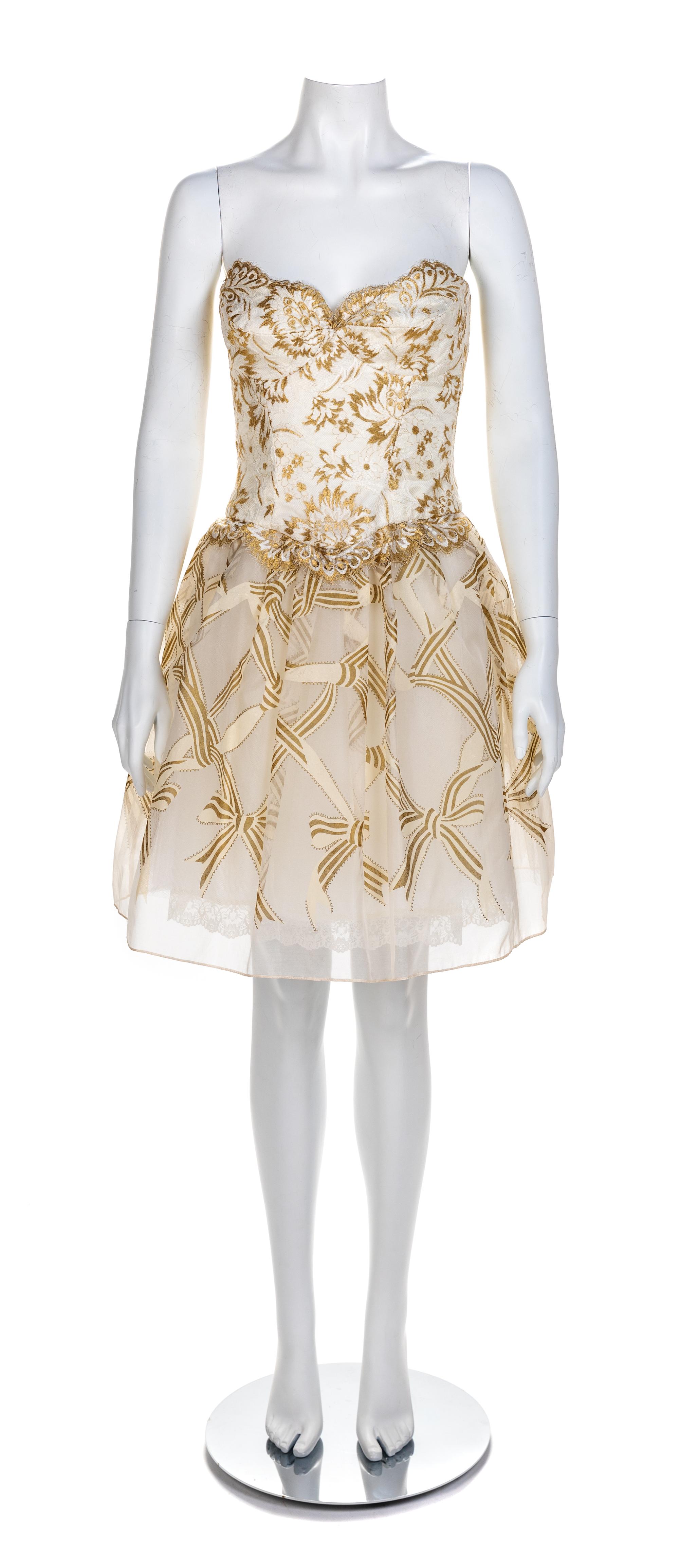 Zandra Rhodes Strapless Dress, 1980s Size label 6