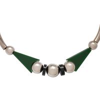 ART DECO, CHROME-PLATED BRASS AND GALALITH NECKLACE
