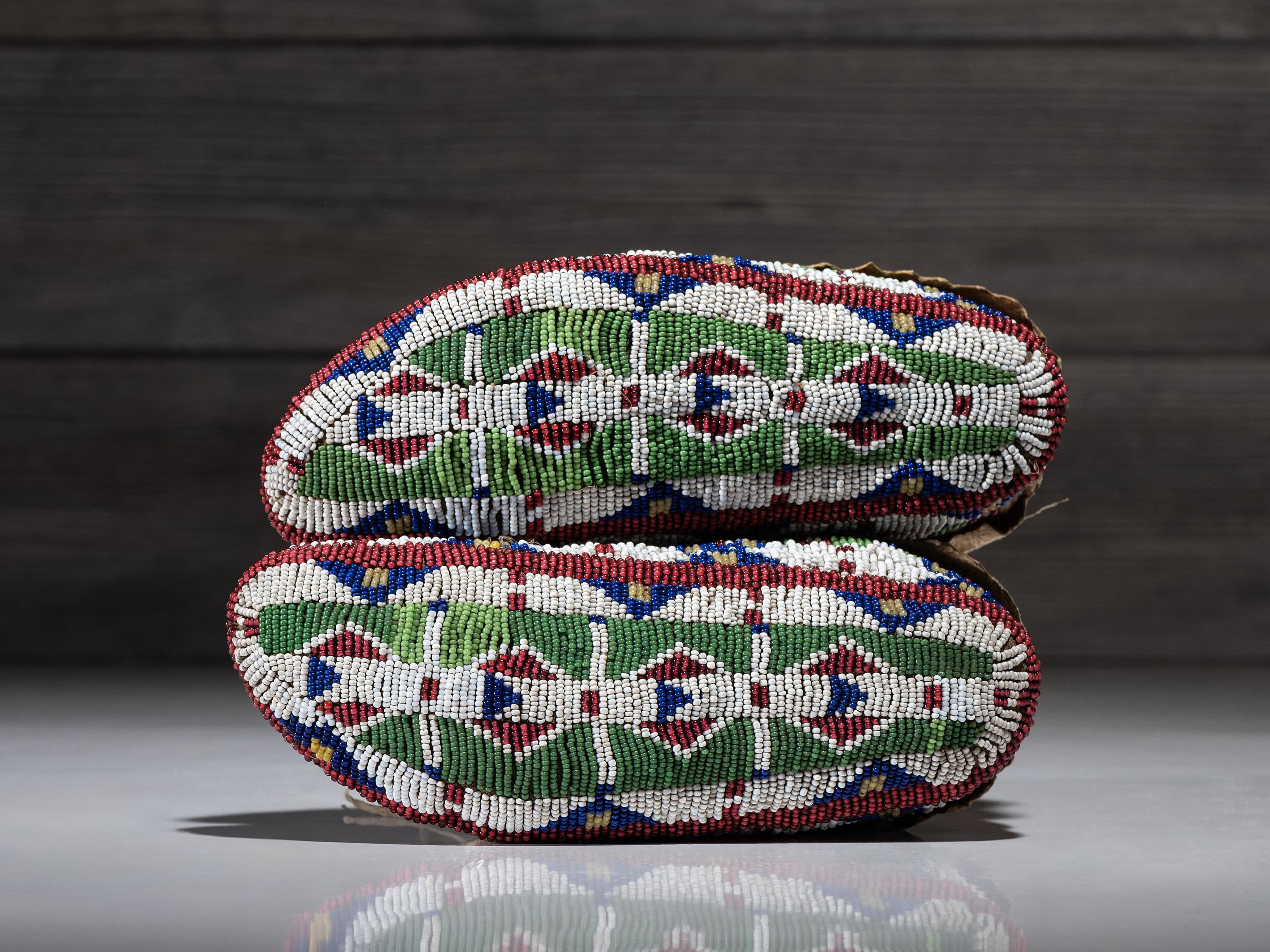 Sioux Fully Beaded Hide Moccasins