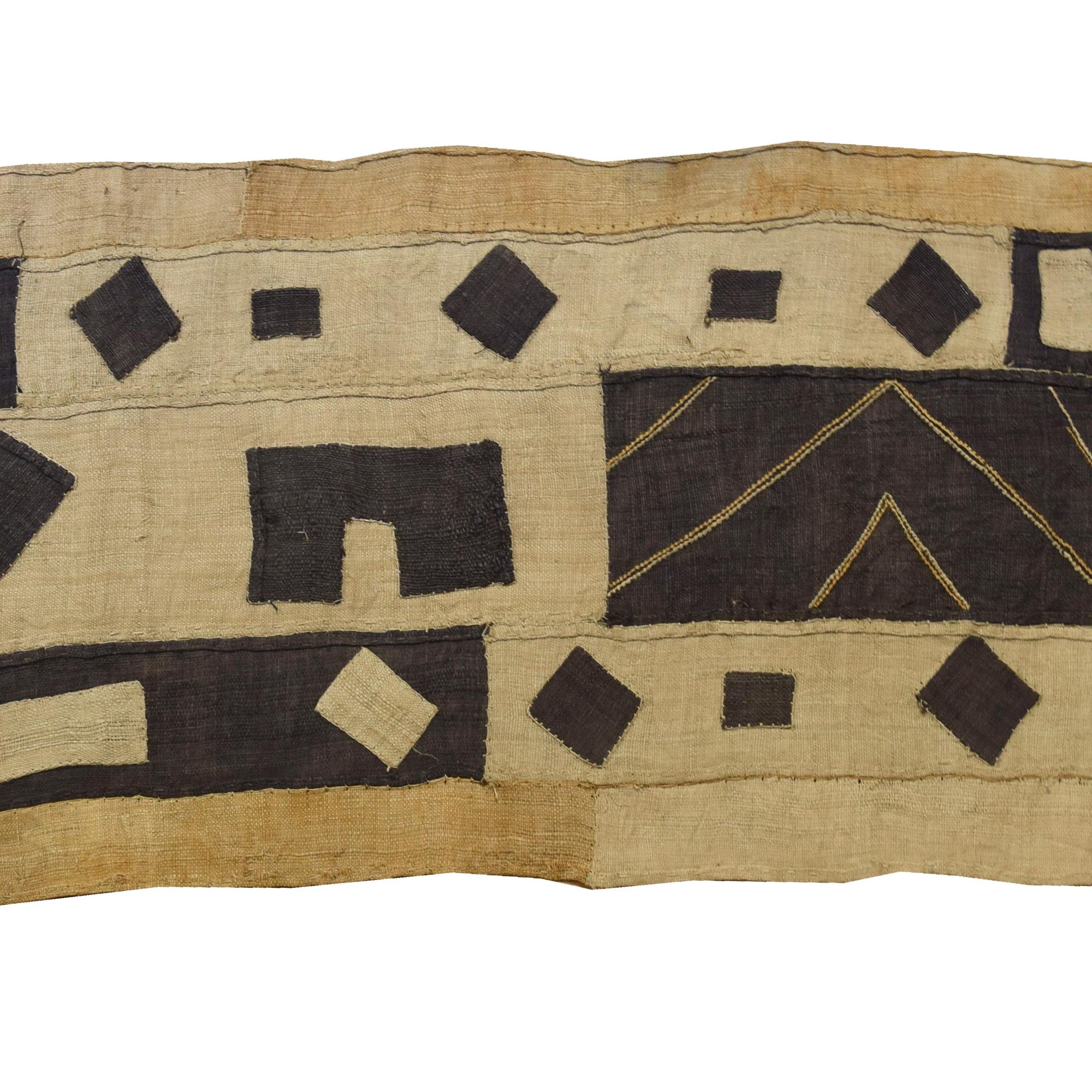 A Hand Woven Kuba Cloth 136" W x 18" H — Democratic Republic of the Congo, Mid-20th Century