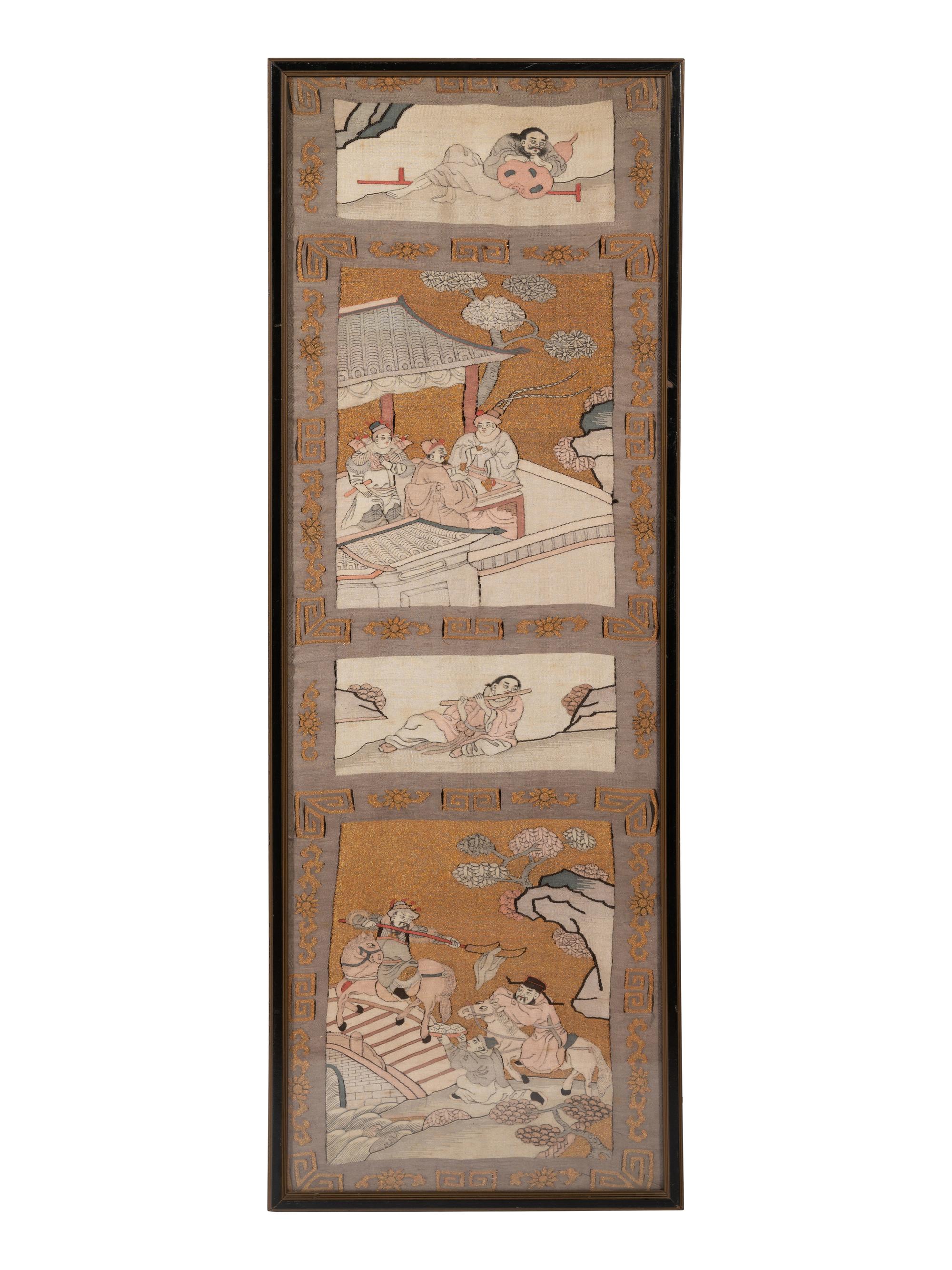 Two Chinese Kesi Silk Panels