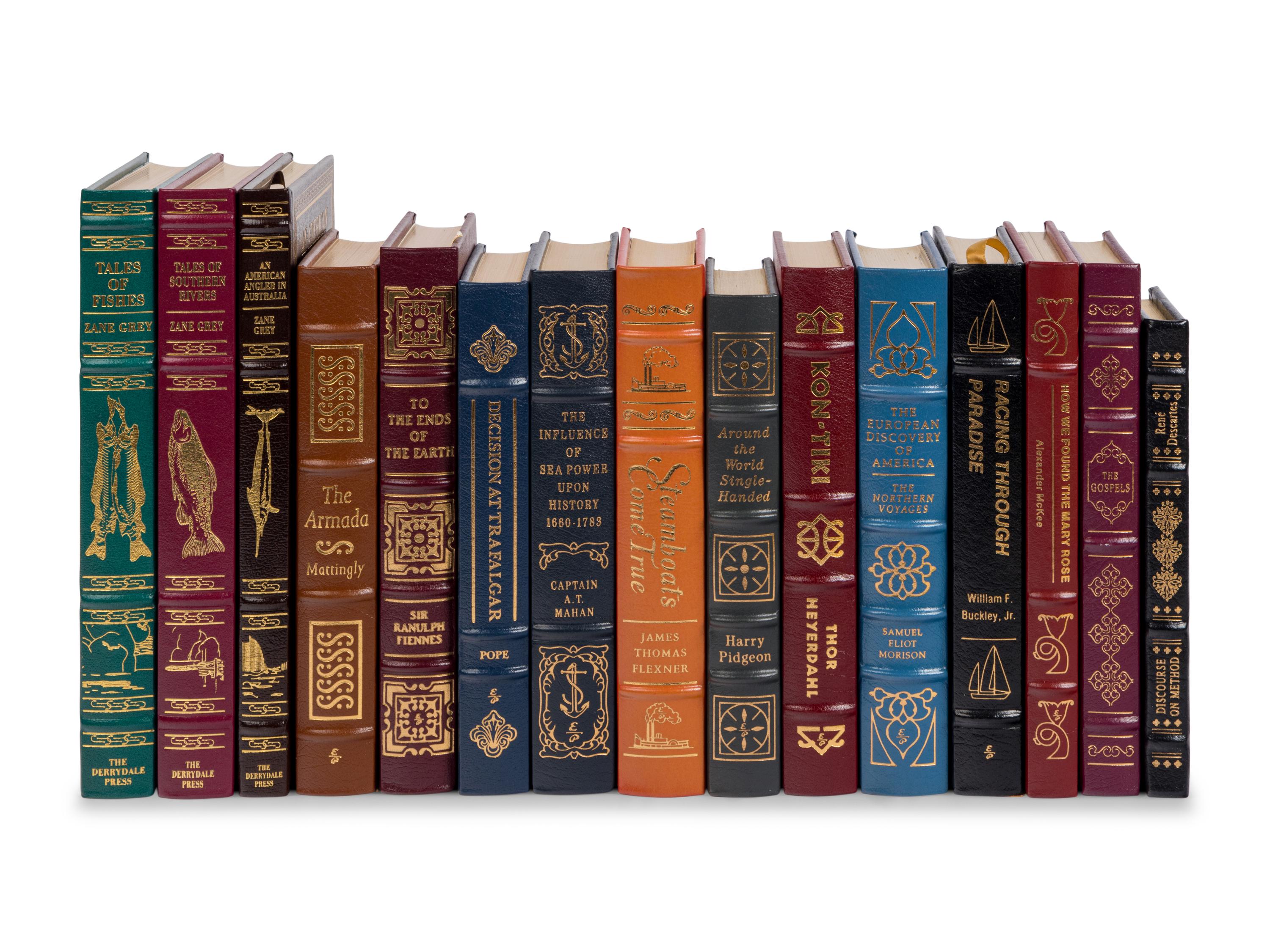 [BINDINGS]. A large group of 92 titles from the Easton Press and Derrydale Press, mostly nautical related, including: