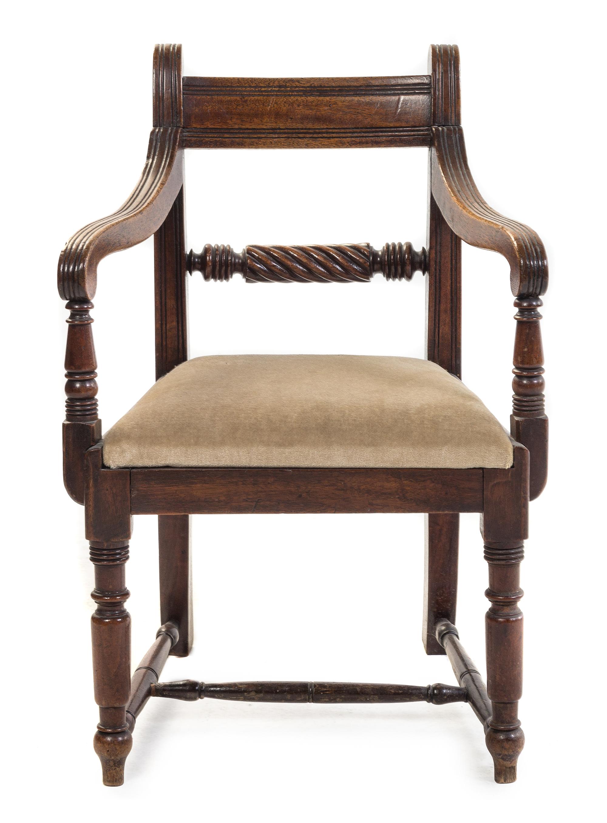 A Diminutive Regency Style Armchair Height 22 1/4 inches. — 20TH CENTURY