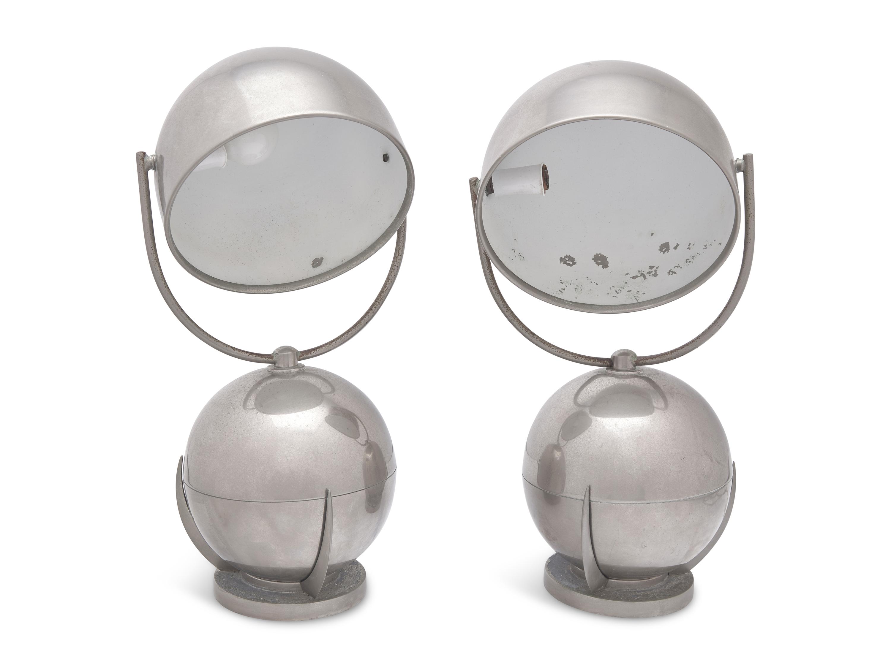 A Pair of Felix Aublet Nick-Plated Table Lamps