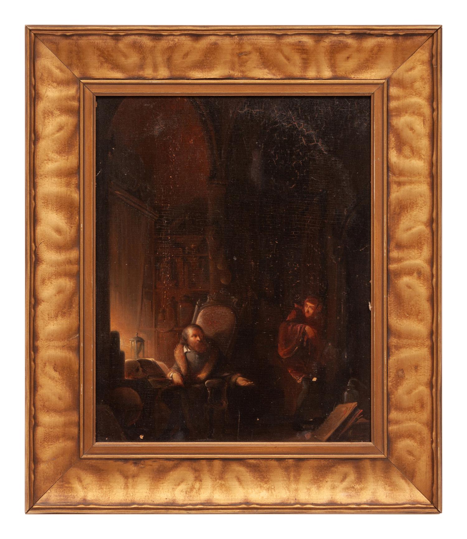 German Oil on Panel, Faust and the Devil