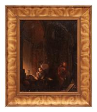 German Oil on Panel, Faust and the Devil