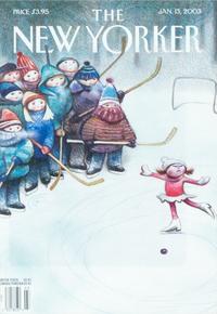 THE NEW YORKER. Five hockey-themed covers of The New Yorker, 1959-2003. Framed.