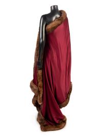 Burgundy Satin and Fur Wrap, 1990-00s
