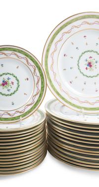 A Limoges Vieux Paris Vert Porcelain Dinner Service