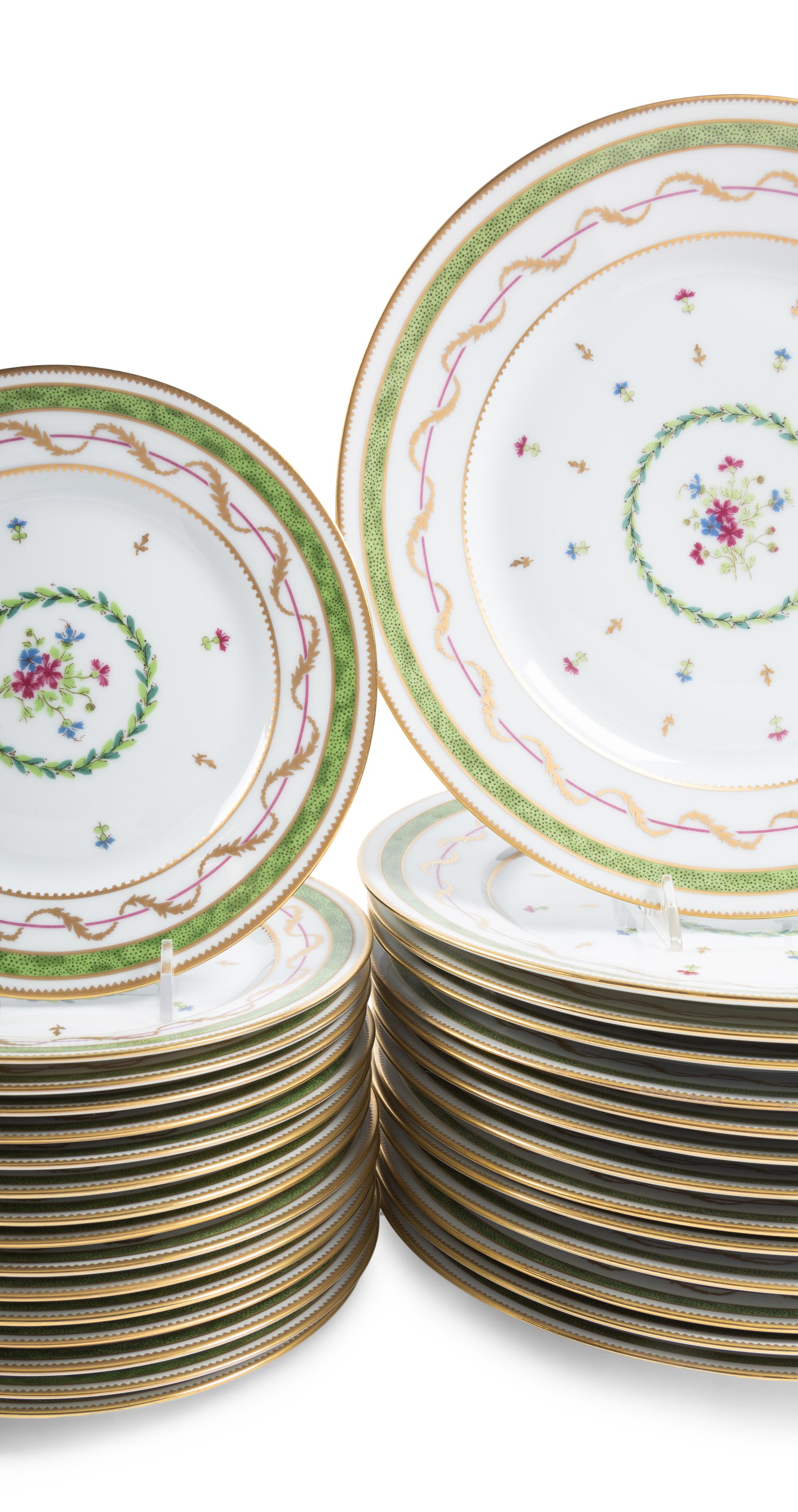 A Limoges Vieux Paris Vert Porcelain Dinner Service