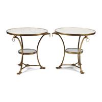 A Pair of French Neoclassical Style Gilt Bronze and Marble Guéridons