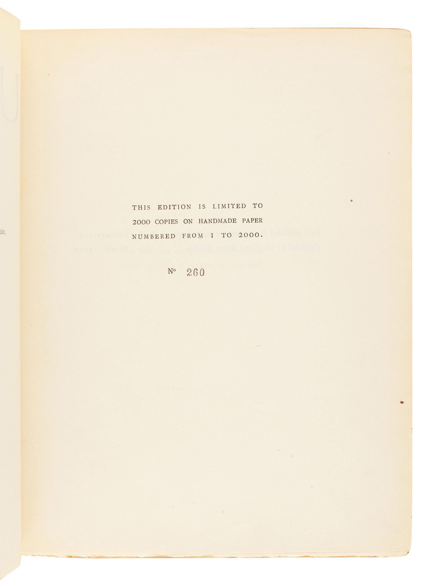 JOYCE, James. Ulysses. London: Egoist Press, 1922.